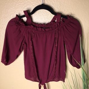 Girls Maroon off the shoulder Blouse 🖤